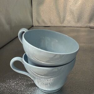 Vintage Wedgwood Lavender on Cream Bouillon Cups with Blue Pastel Glaze